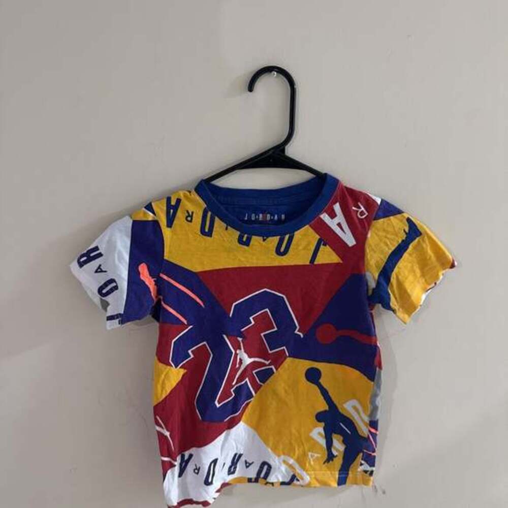 Jordan All-Over Print Kids T-Shirt, Colorful '23' Jumpman Graphic, Size Small